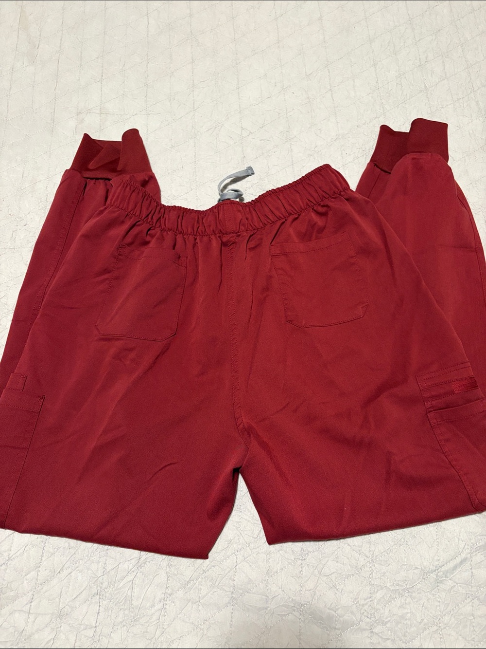 VIAOLI Men's Red Cargo Jogger Sweatpants with Drawstring Waist - Picture 5 of 6